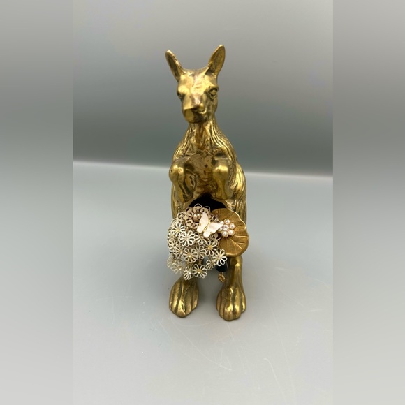 Hand Crafted Vintage Brass Kangaroo Brooch Art | One of a Kind Upcycled Decor - Picture 3 of 7
